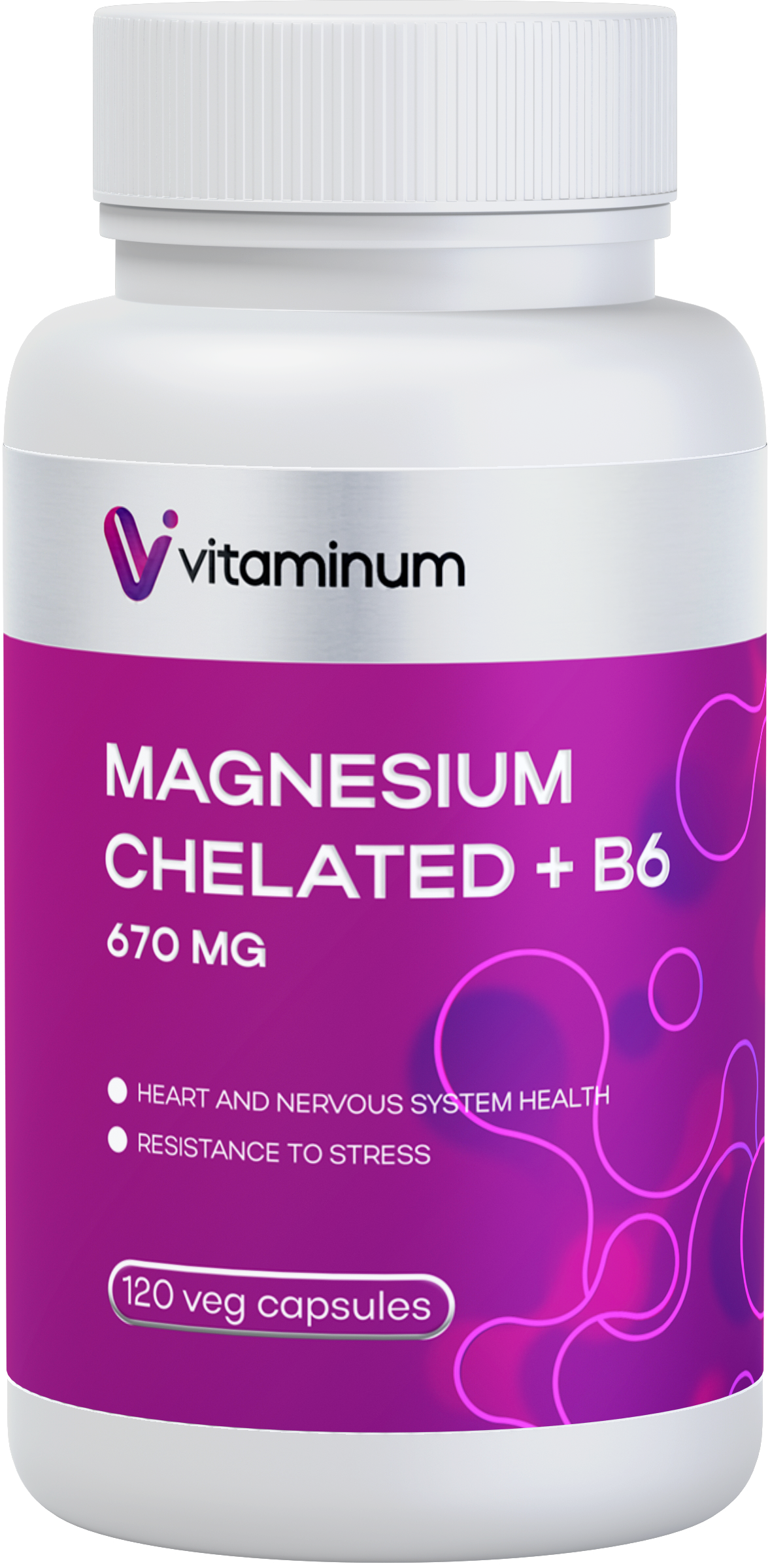  Vitaminum МАГНИЙ ХЕЛАТ + витамин В6 (670 MG) 120 капсул 800 мг  в Нефтеюганске